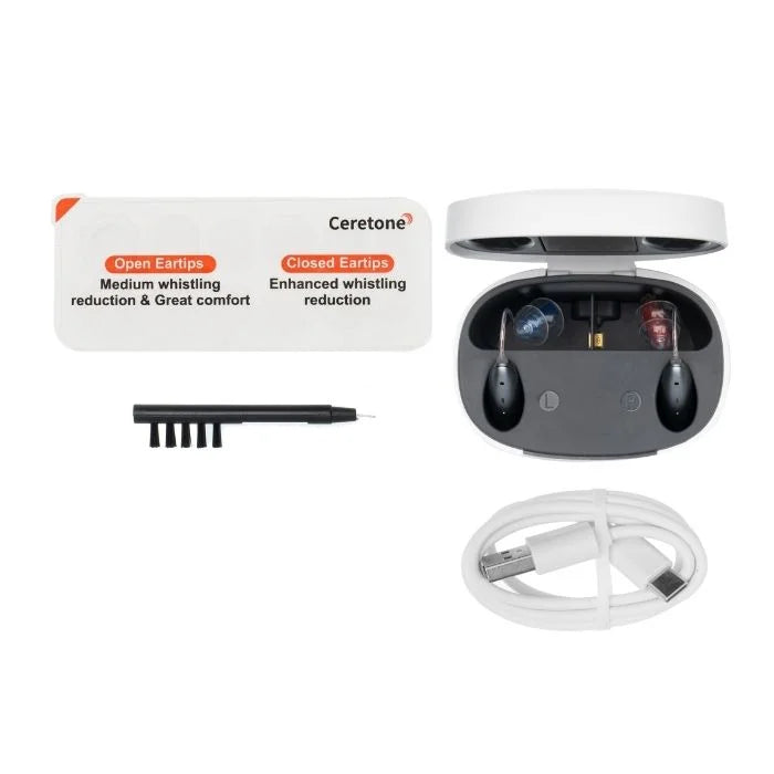 Ceretone Beacon what is included in the box with your BTE hearing aids.